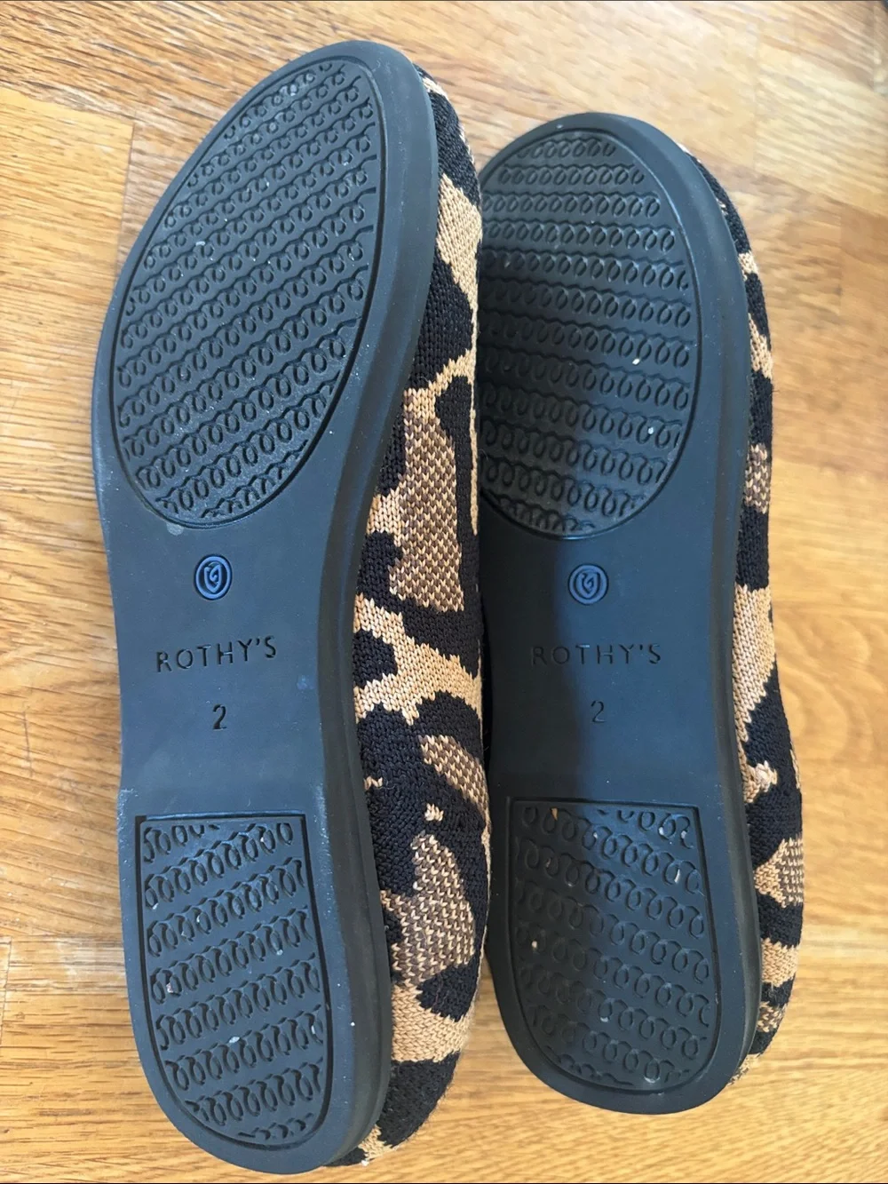 Rothy's Kids Leopard Mary Jane Flats - Black, Tan & Blue Trim
